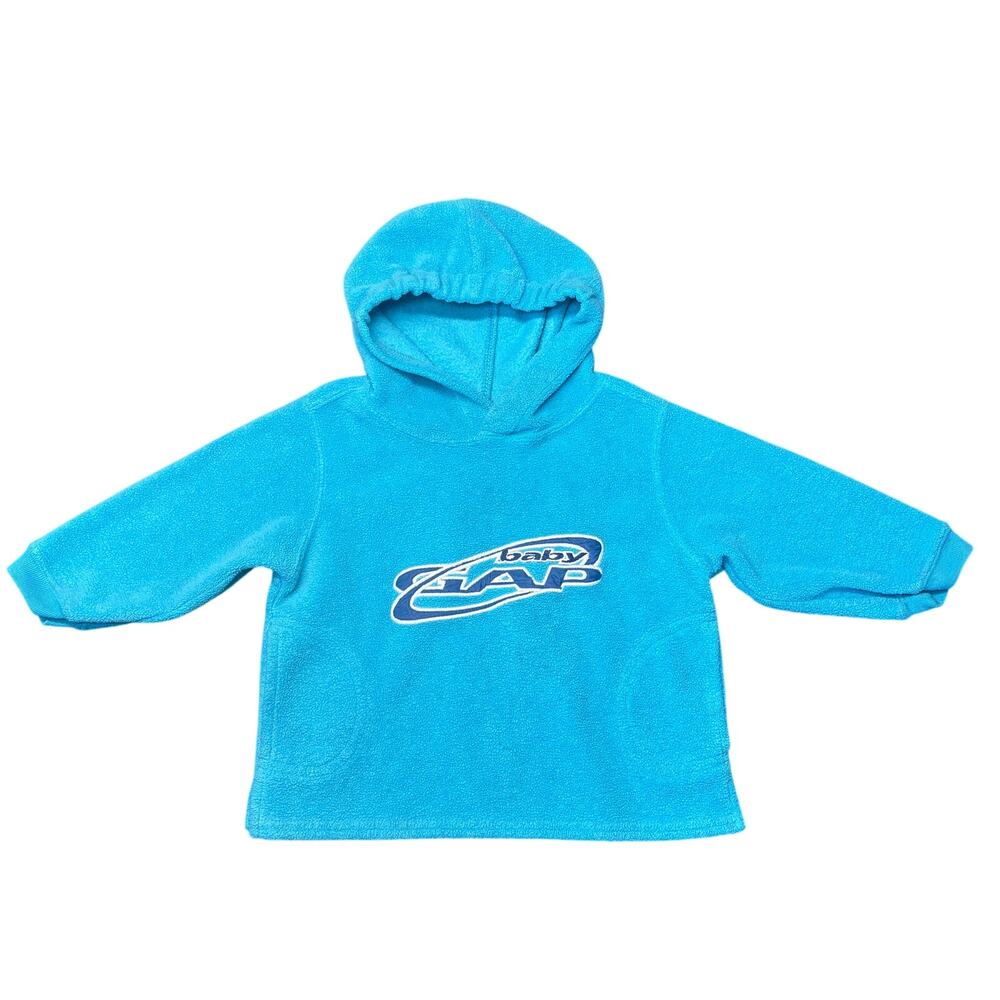 Vintage GAP Hoodie 12-18 months Large Blue Fleece Pullover Sweatshirt